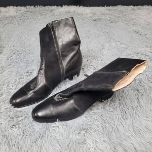 Villa Black Leather Ankle Boot Womens 27.5 Zipper Accents Made In Mexico US 10.5